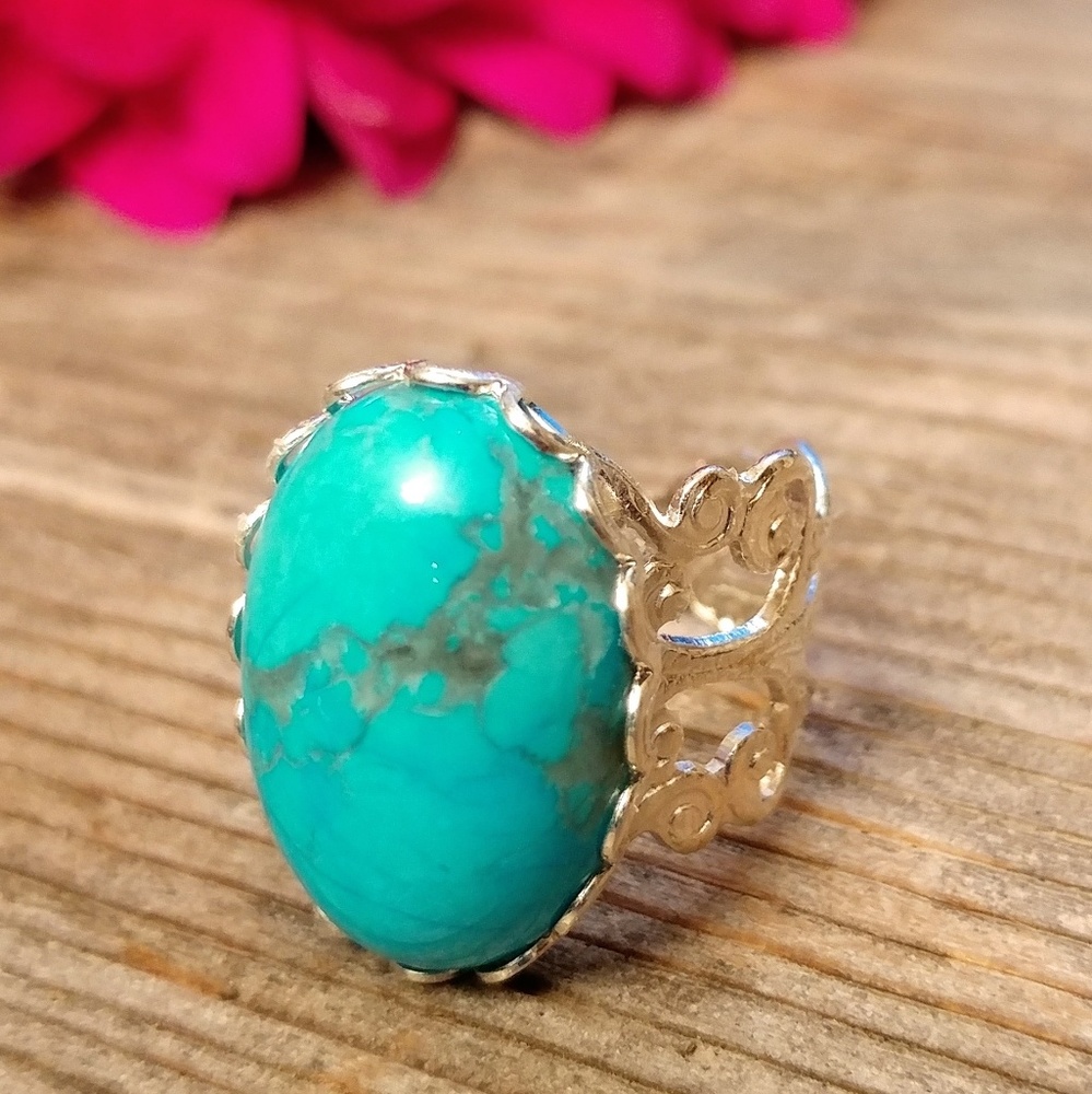 🚫not for sale🚫♦Filigree & Howlite Ring♦ - Picture 5 of 7